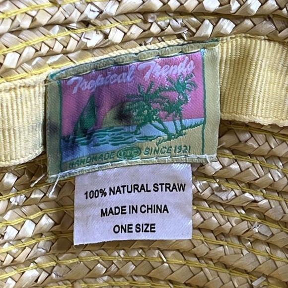 Tropical Trends 100% Natural Straw Hat One Size Wide Brim Beach Floral S… - Picture 8 of 8